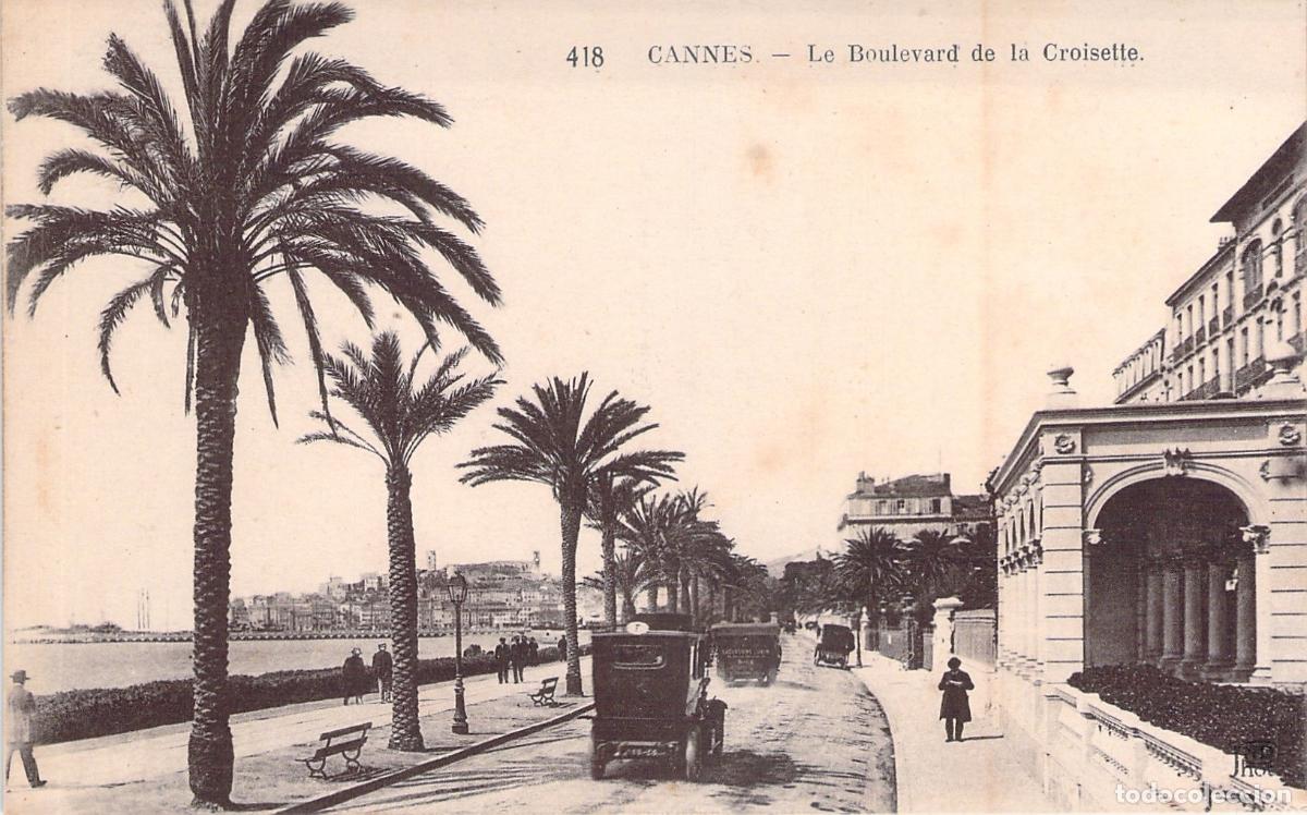 Postales: Postal de Cannes - Boulevard de la Croisette y Coches de &Eacute;poca