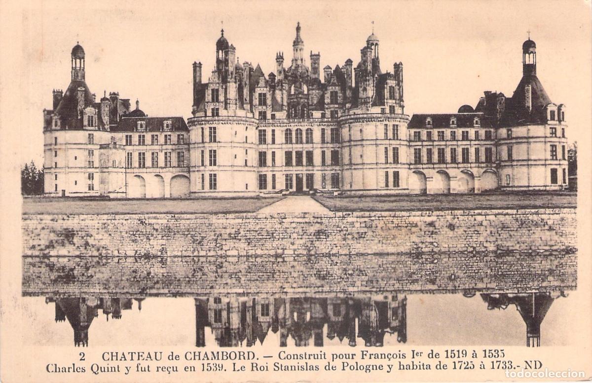 Postales: Postal del Castillo de Chambord con Reflejo en el Agua