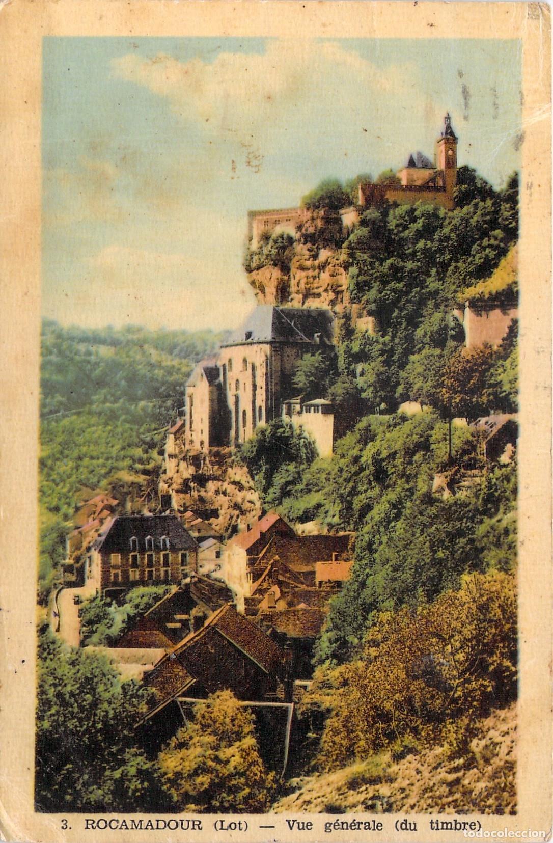 Postales: Postal de Rocamadour, Vista General de la Ciudad en el Acantilado
