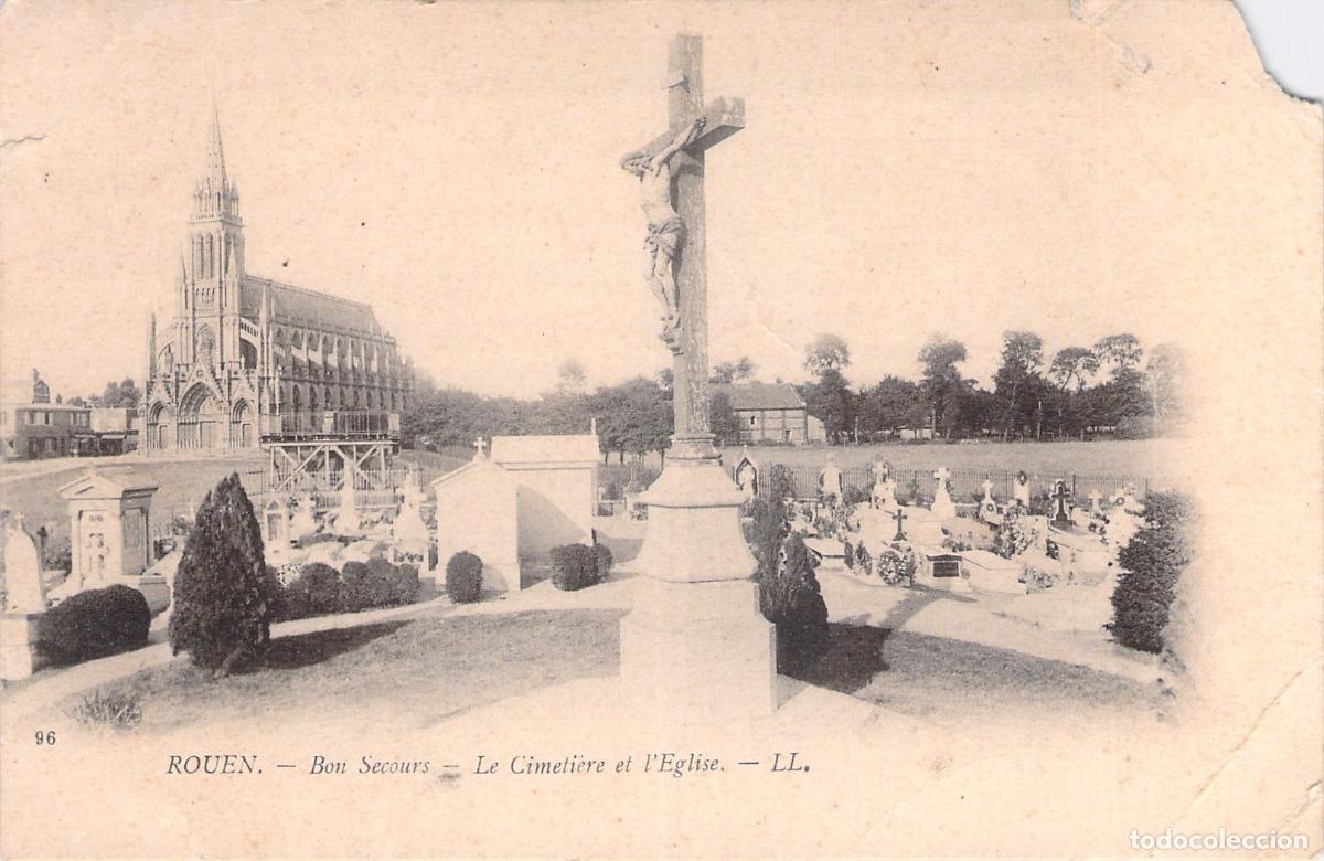 Postales: Postal de Rouen Bon Secours El Cementerio y la Iglesia Francia