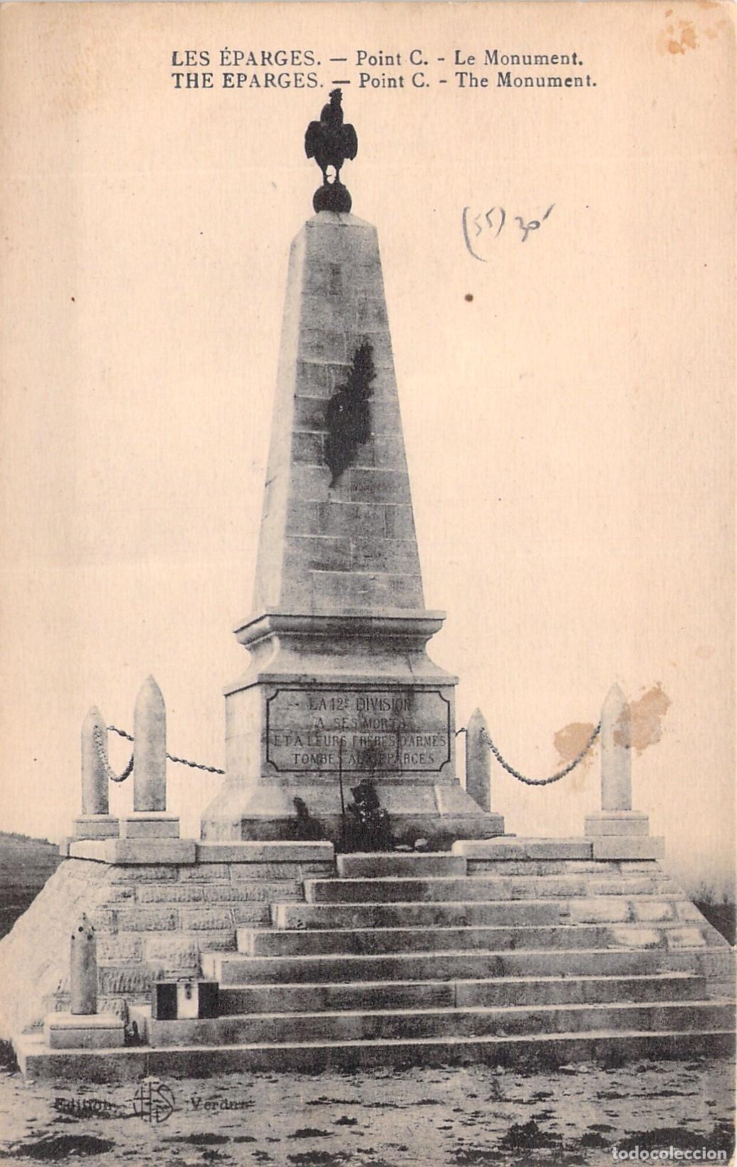 Postales: Postal del Monumento de la 12&ordf; Divisi&oacute;n en Les &Eacute;parges, Francia
