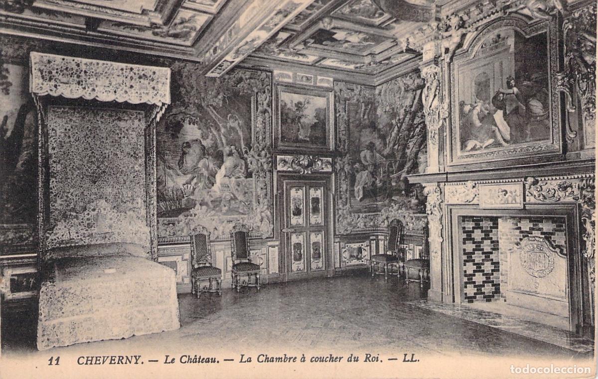 Postales: Postal del Castillo de Cheverny, Dormitorio del Rey, Francia