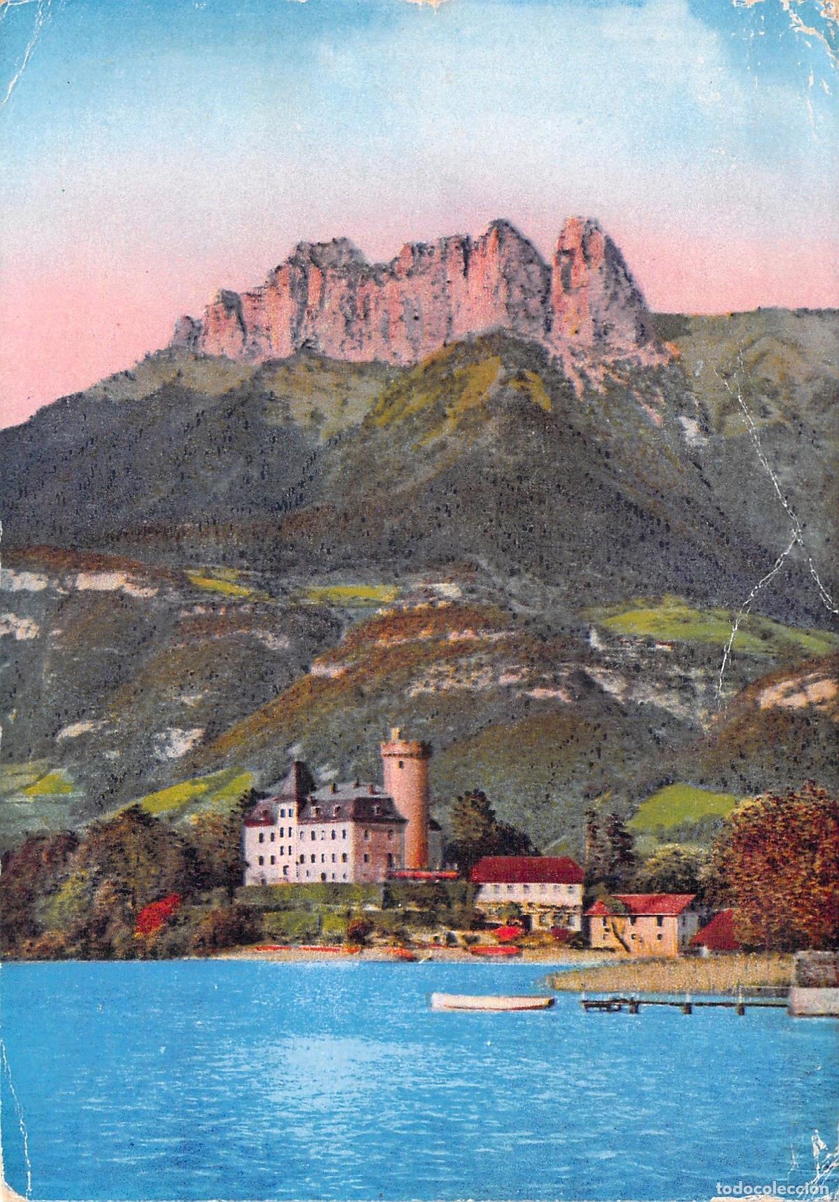 Postales: Postal Castillo de Duingt y Dents de Lanfon en el Lago de Annecy