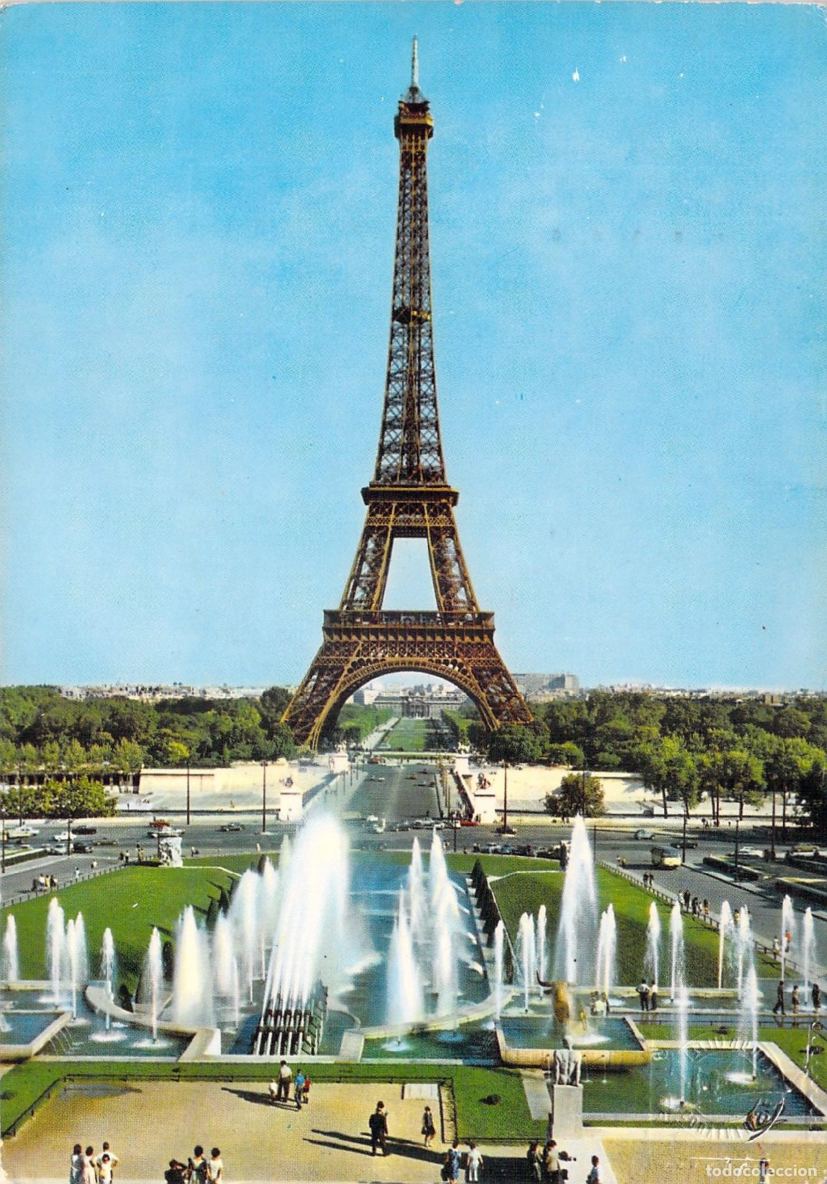 Postales: Postal de Par&iacute;s con la Torre Eiffel y los Jardines de Chaillot