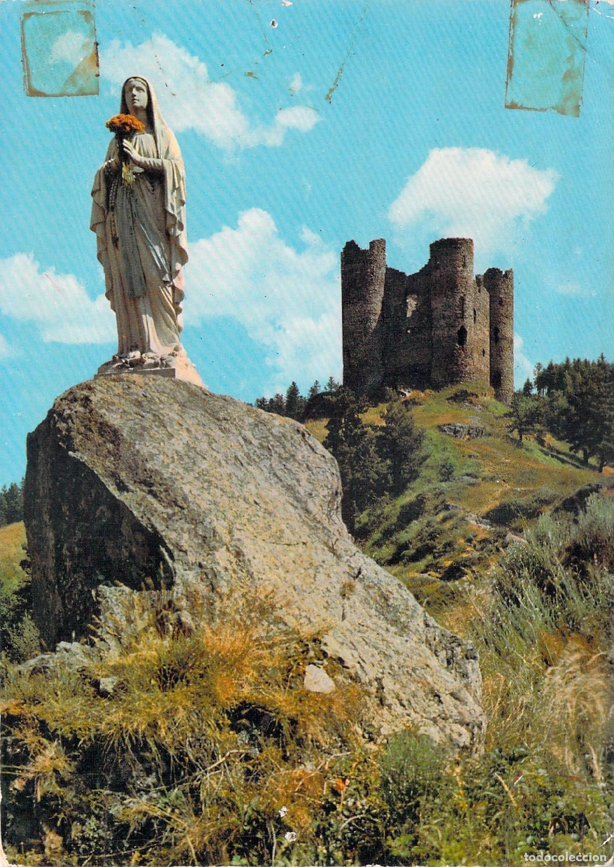 Postales: Postal de las Ruinas del Castillo de Alleuze y la Virgen, Cantal