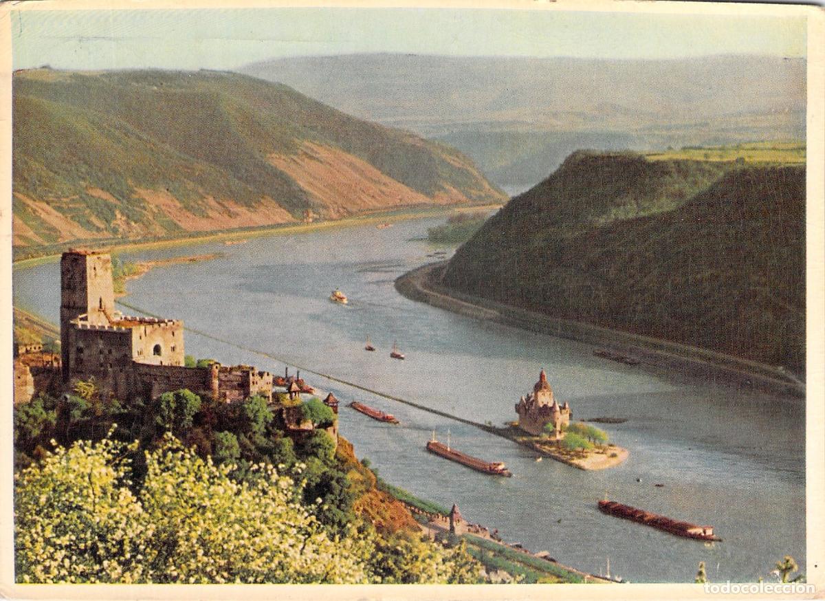 Postales: Postal del R&iacute;o Rin con los Castillos Gutenfels y Pfalzgrafenstein en Kaub