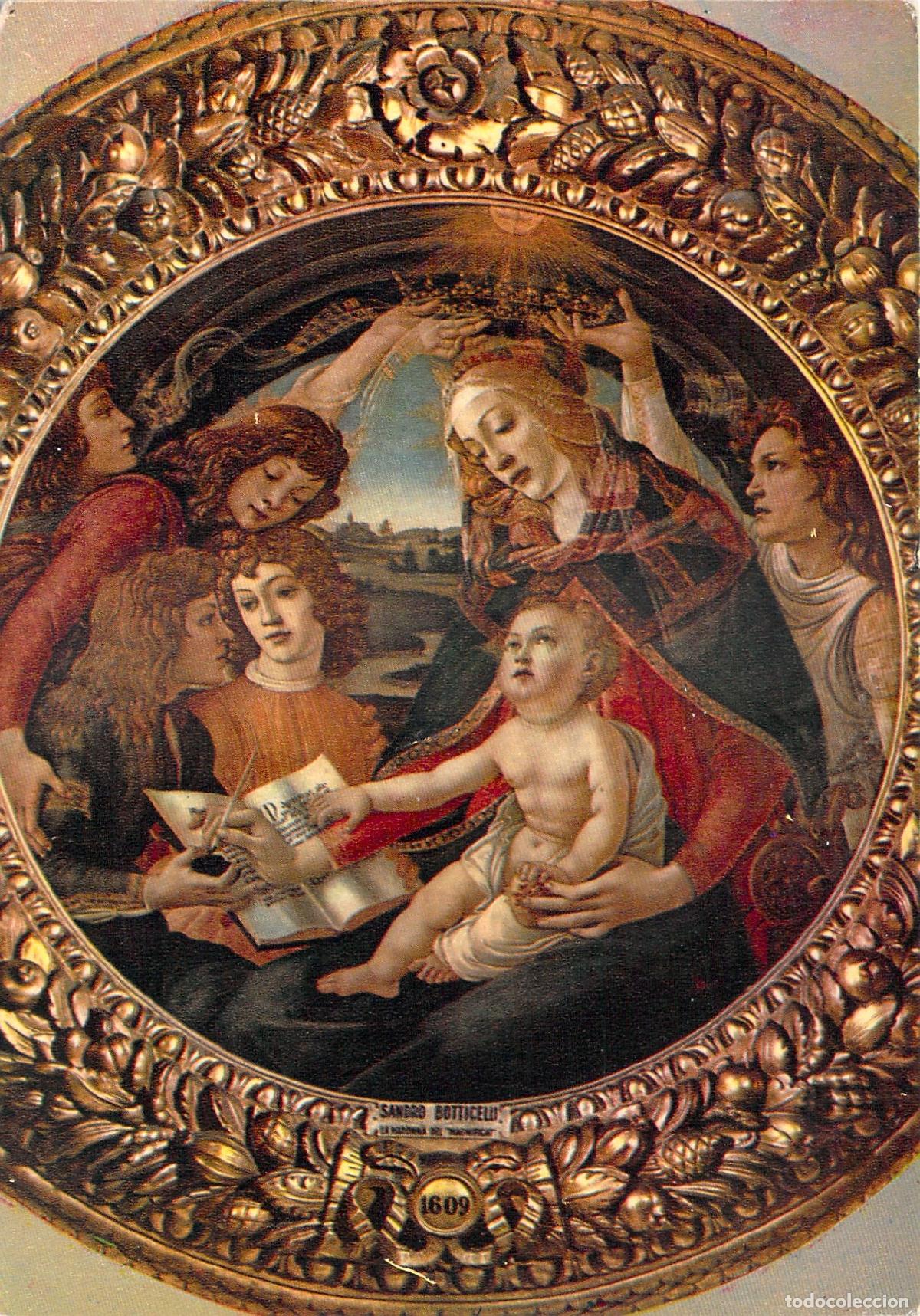 Postales: Postal de la Virgen del Magnificat de Botticelli, Galer&iacute;a Uffizi