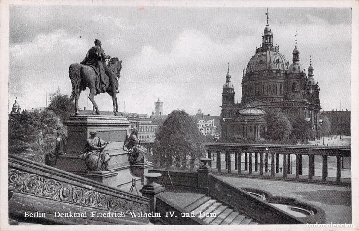 Postales: Postal de Berl&iacute;n con Monumento a Federico Guillermo IV y Catedral