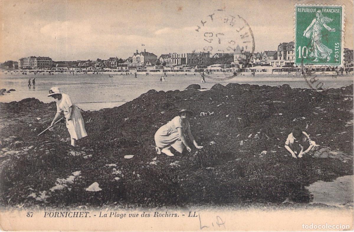 Postales: Postal de Pornichet: Vista de la Playa desde las Rocas, Francia