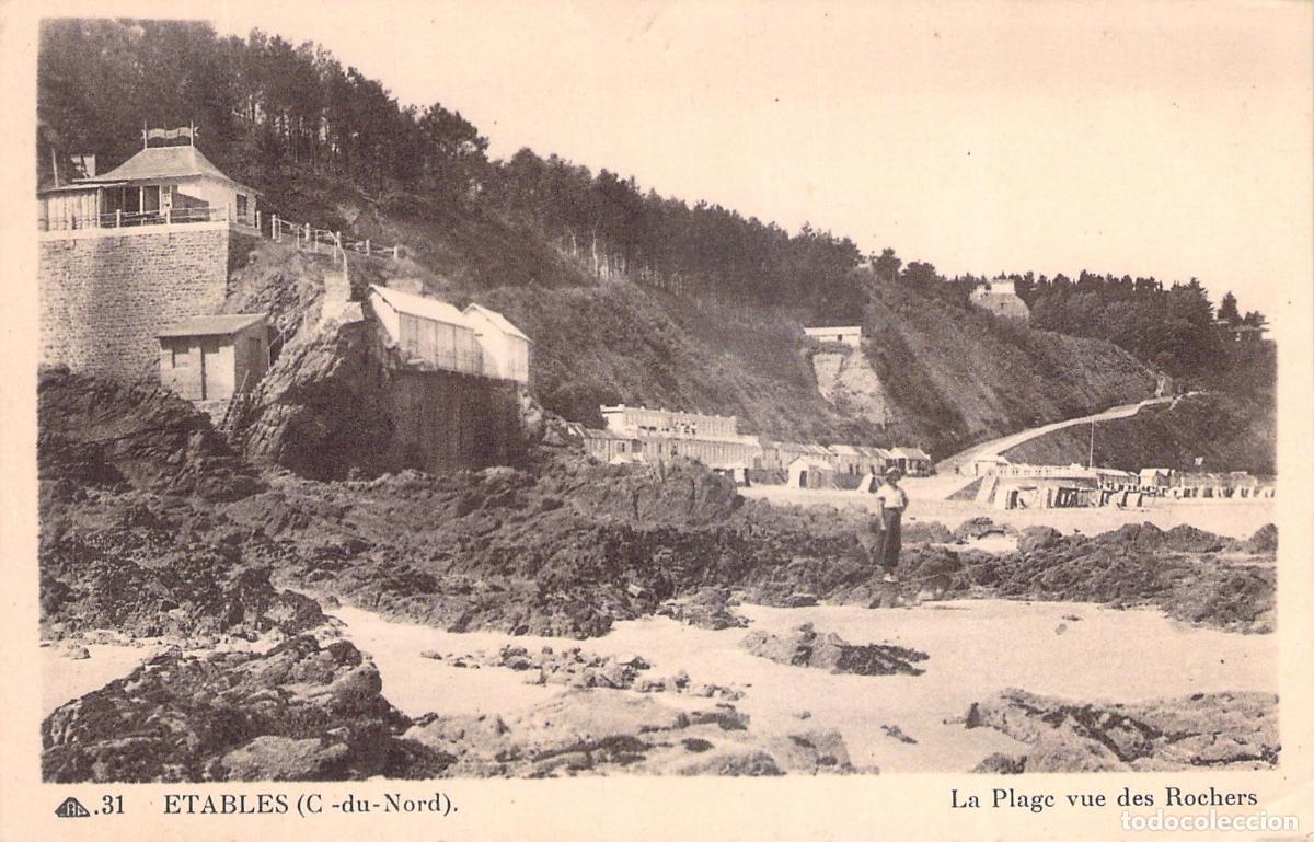 Postales: Postal de la Playa de &Eacute;tables-sur-Mer vista desde las Rocas
