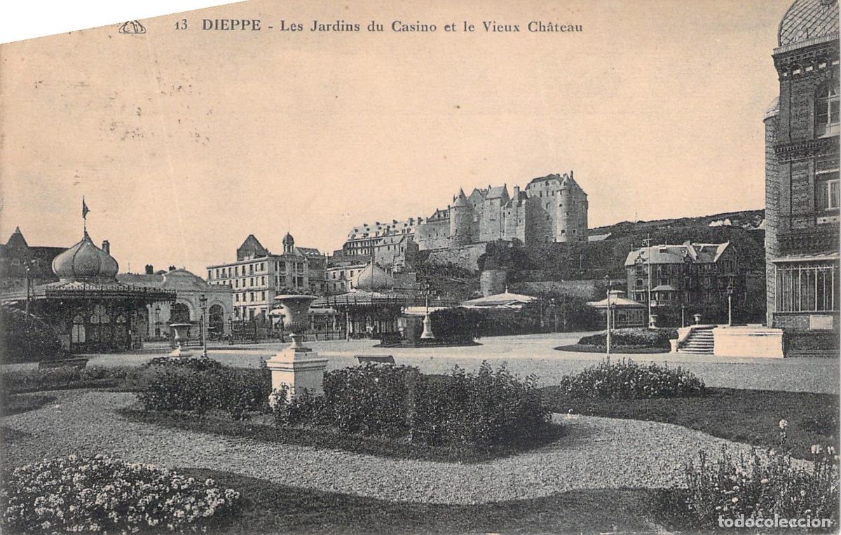 Postales: Postal de Dieppe: Los Jardines del Casino y el Viejo Castillo