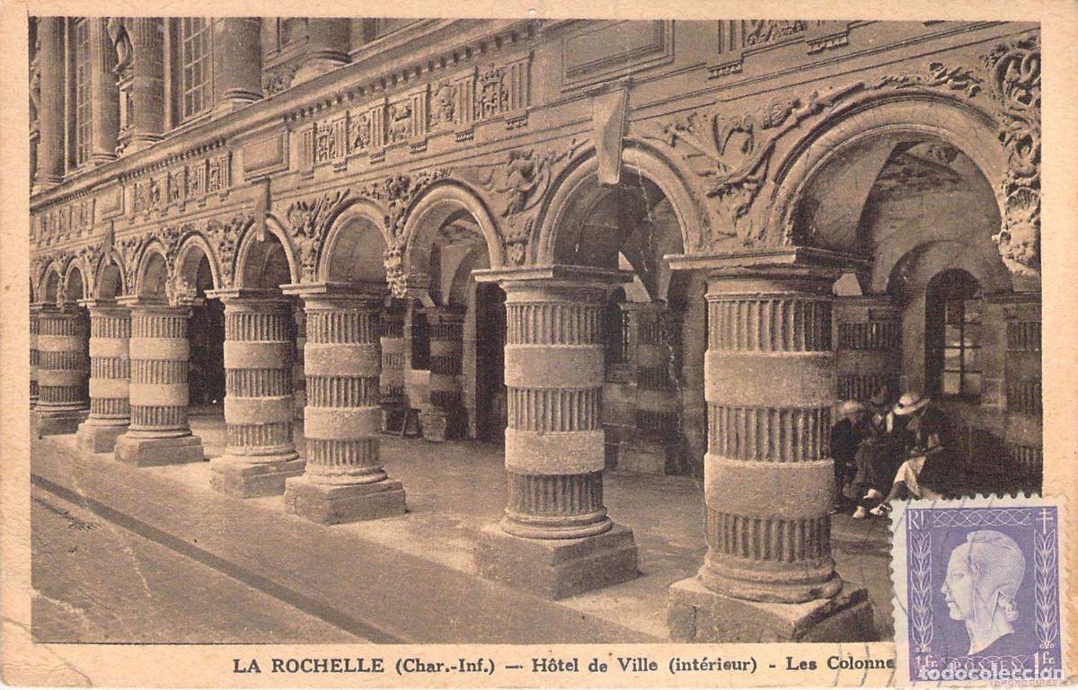 Postales: Postal de La Rochelle - Interior del Ayuntamiento y sus Columnas
