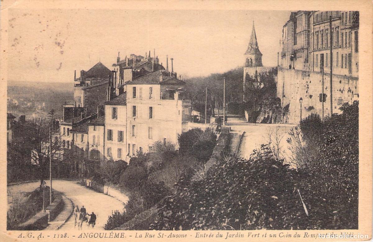 Postales: Postal de Angulema - Calle Saint-Ausone y Entrada al Jard&iacute;n Verde