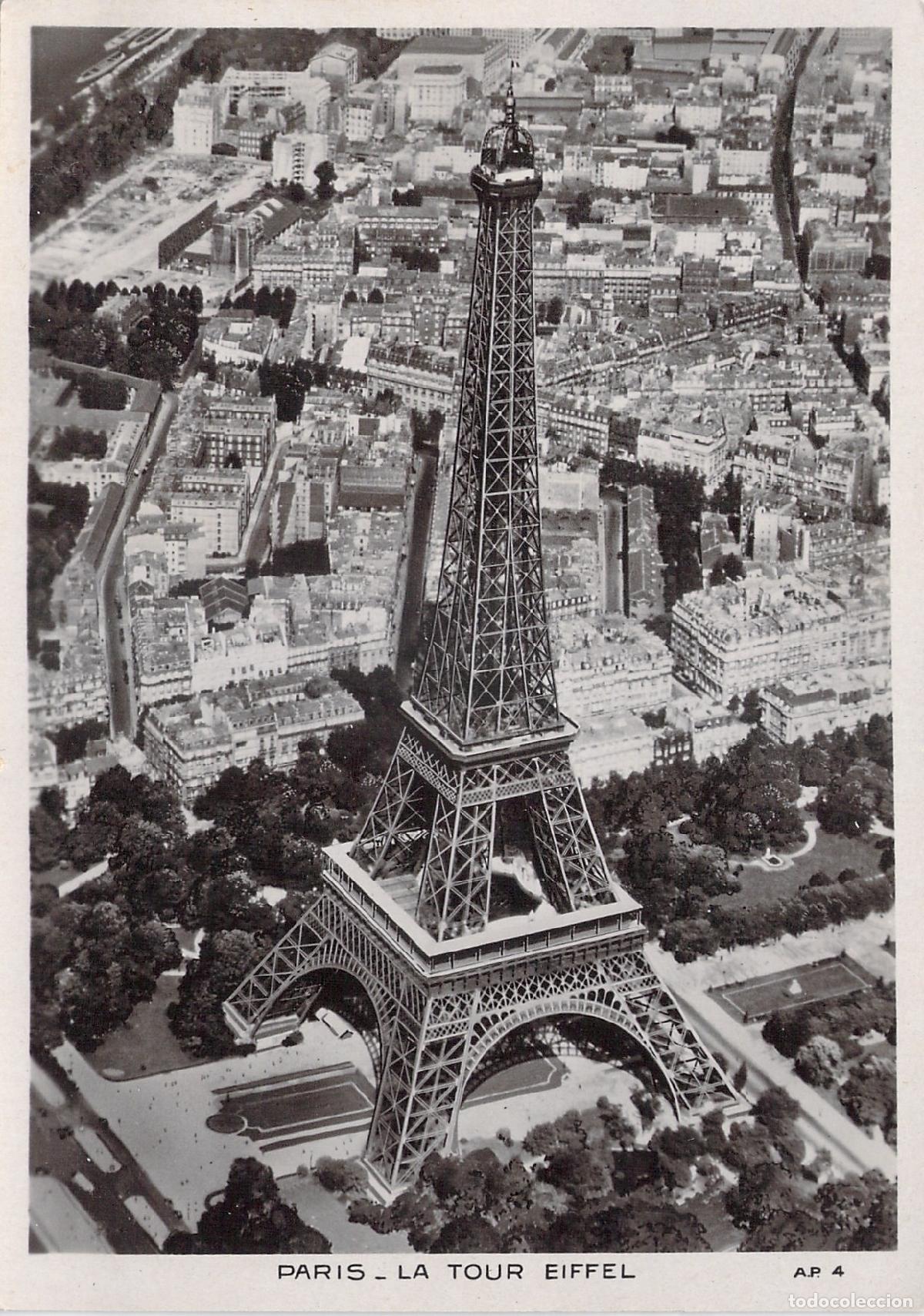 Postales: Postal de Par&iacute;s con Vista A&eacute;rea de la Torre Eiffel