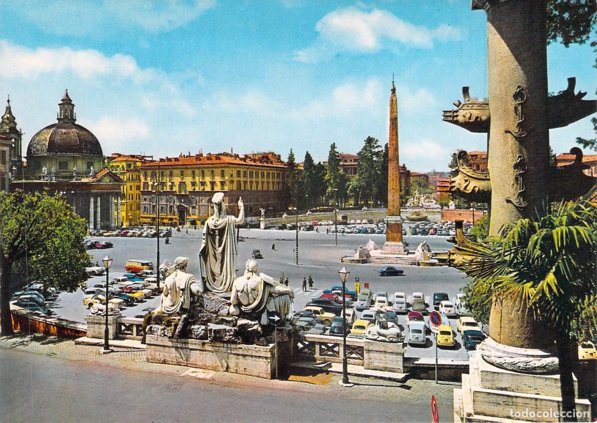 Postales: Postal de la Piazza del Popolo en Roma, Italia