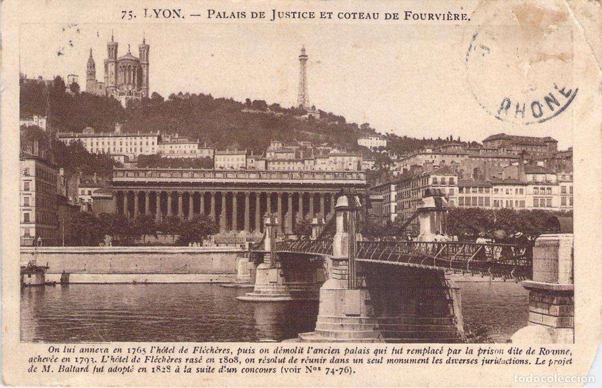 Postales: Postal de Lyon: Palacio de Justicia y Colina de Fourvi&egrave;re