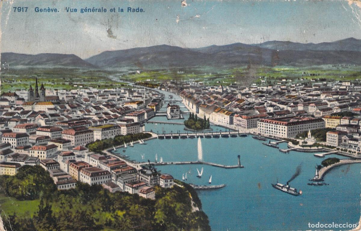 Postales: Postal Tur&iacute;stica de Ginebra Suiza Vista General y la Rade