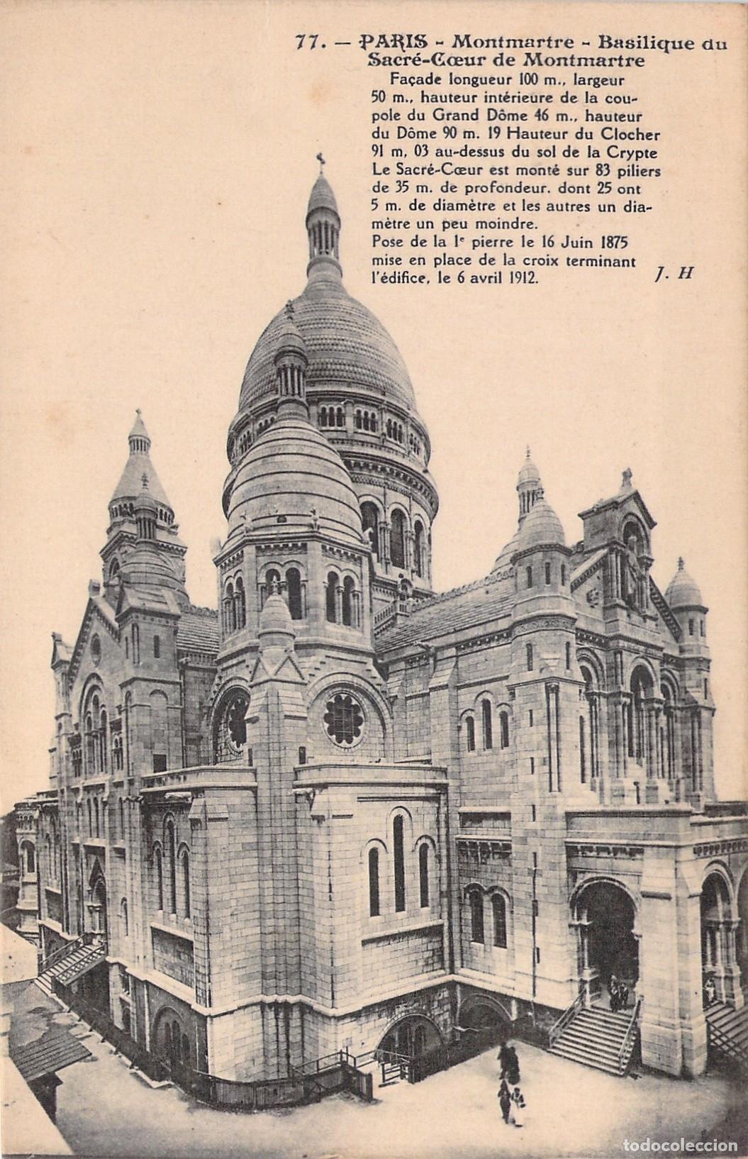 Postales: Postal de la Bas&iacute;lica del Sagrado Coraz&oacute;n de Montmartre en Par&iacute;s