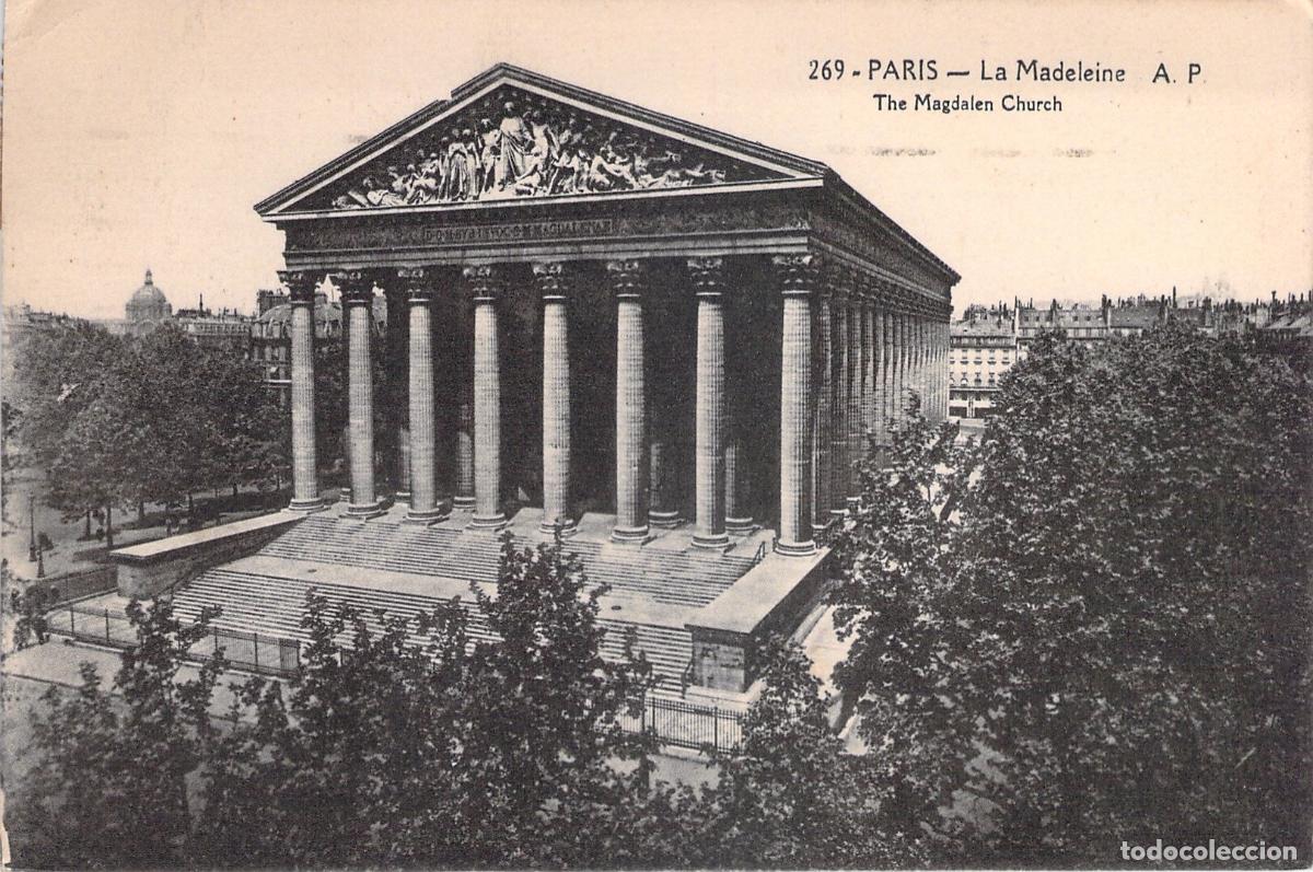 Postales: Postal de la Iglesia de la Madeleine en Par&iacute;s, Francia