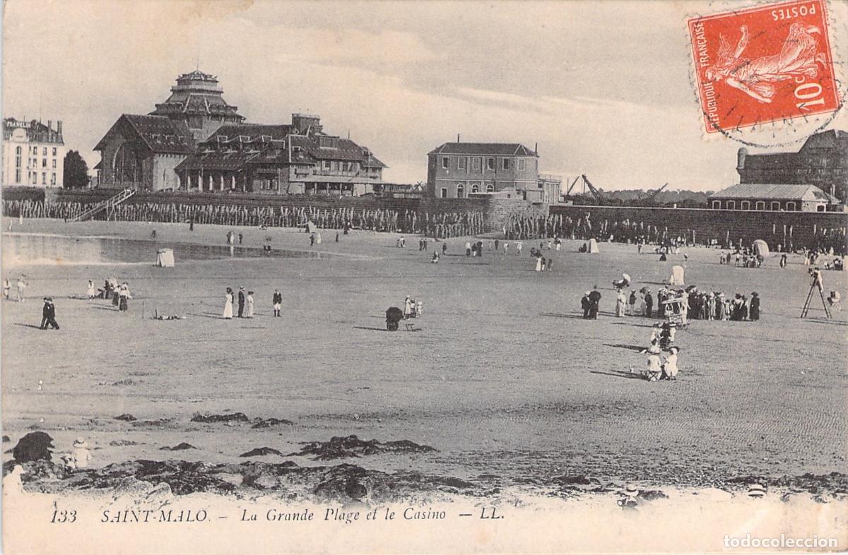 Postales: Postal de la Gran Playa y el Casino de Saint-Malo, Francia
