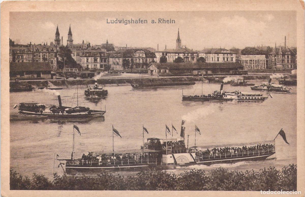 Postales: Postal de Ludwigshafen am Rhein con Barcos de Vapor en el R&iacute;o Rin