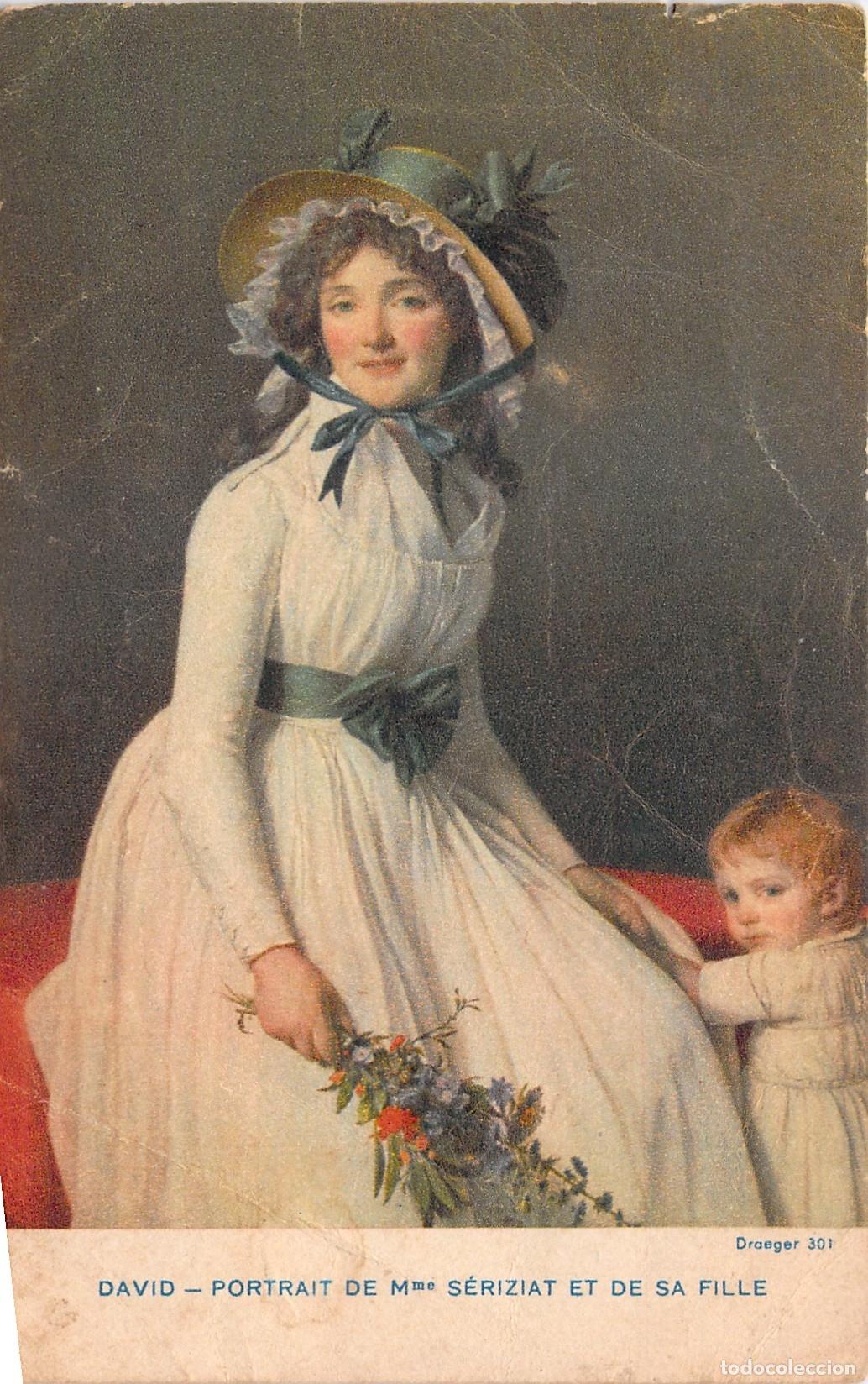 Postcards: Postal Art&iacute;stica Retrato de Madame S&eacute;riziat y su Hija por David