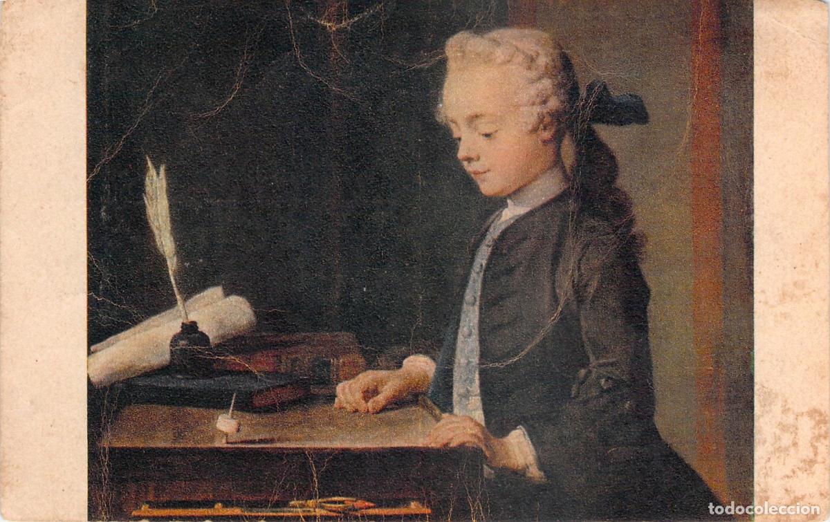 Postcards: Postal Art&iacute;stica Chardin L'Enfant au Toton Ni&ntilde;o con Peonza