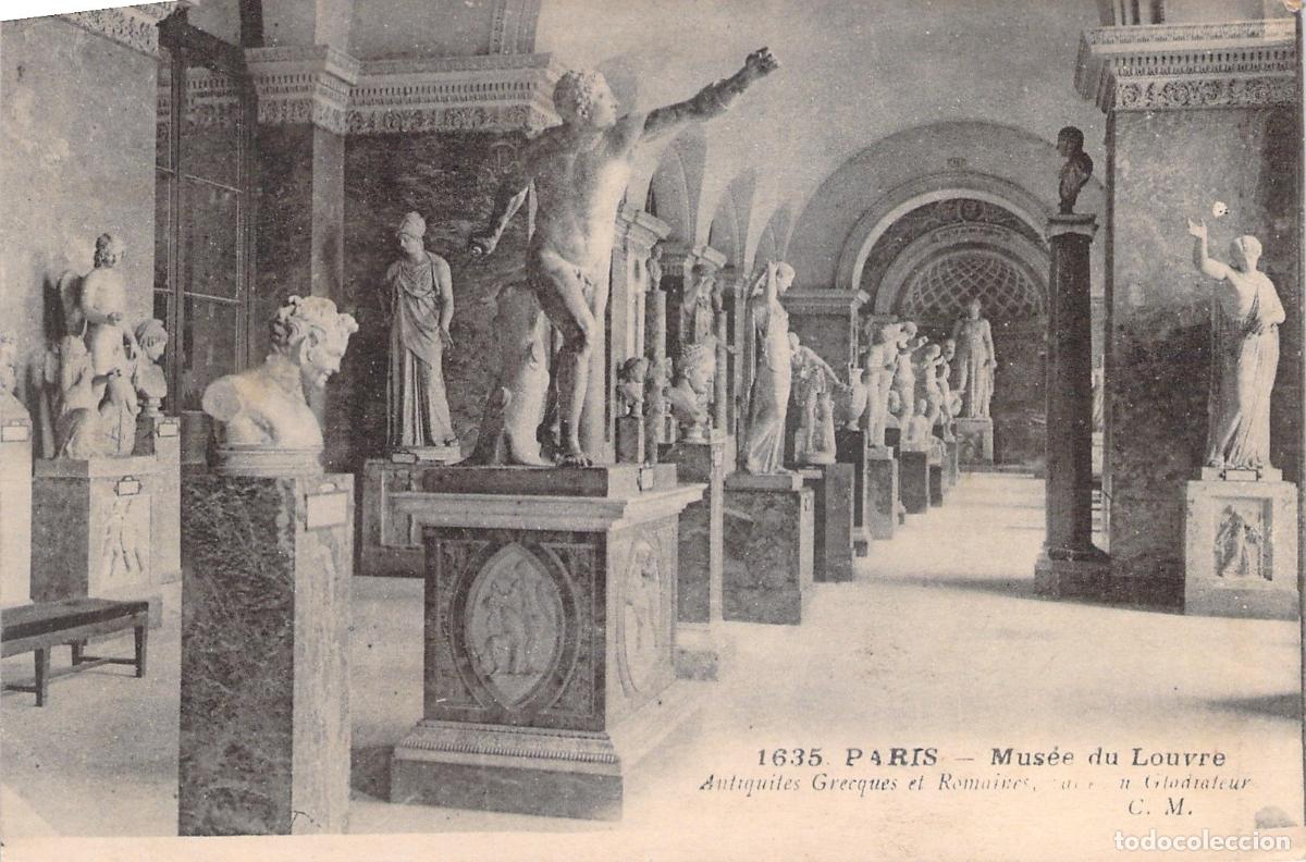 Postcards: Postal del Museo del Louvre, Sala del Gladiador en Par&iacute;s
