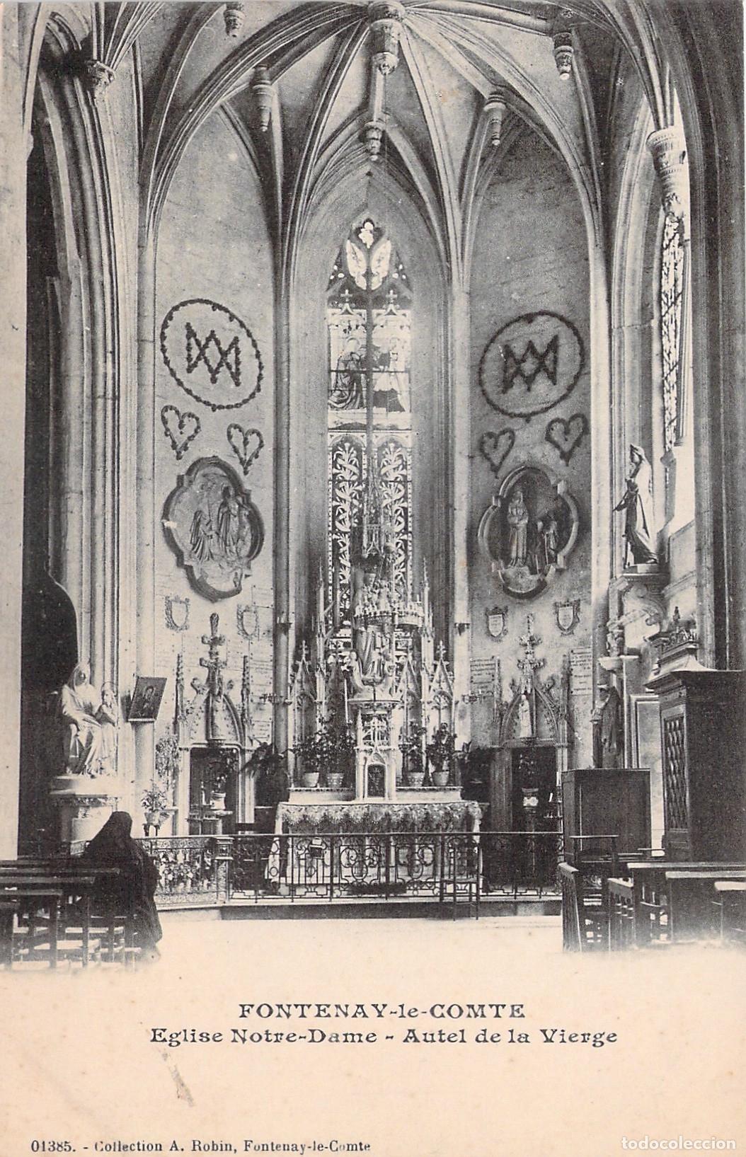 Cartoline: Postal Iglesia de Notre-Dame Fontenay-le-Comte Altar de la Virgen