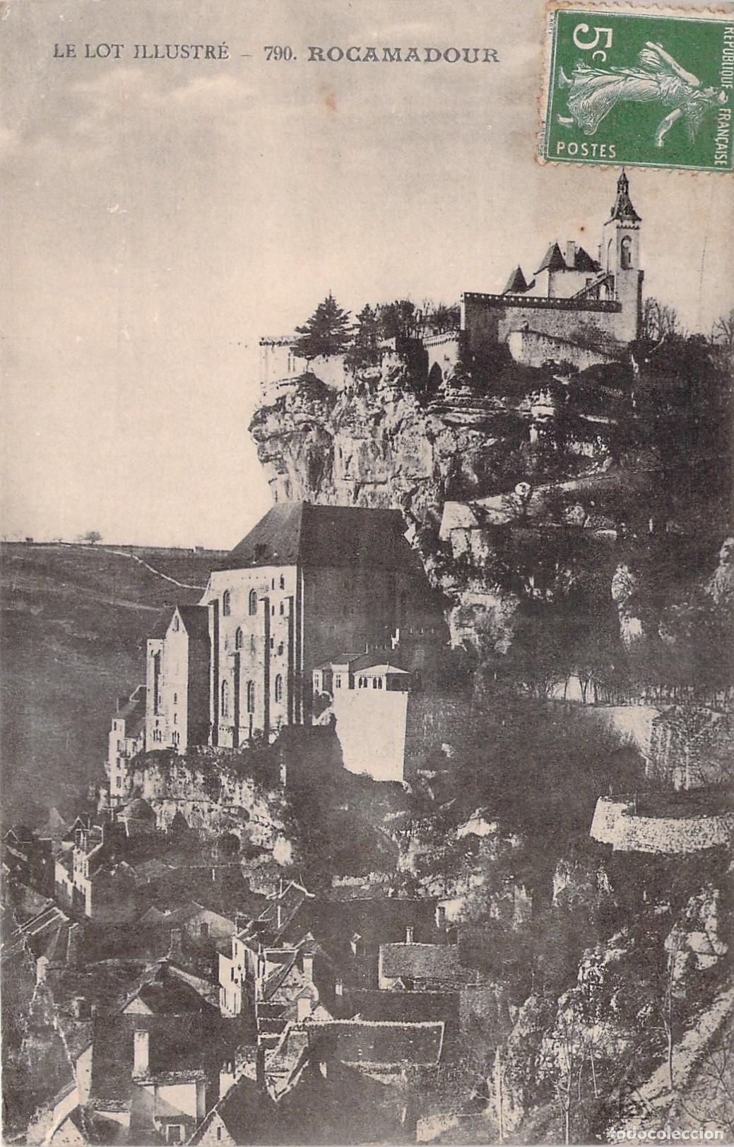 Cartoline: Postal de Rocamadour con Santuario en el Acantilado