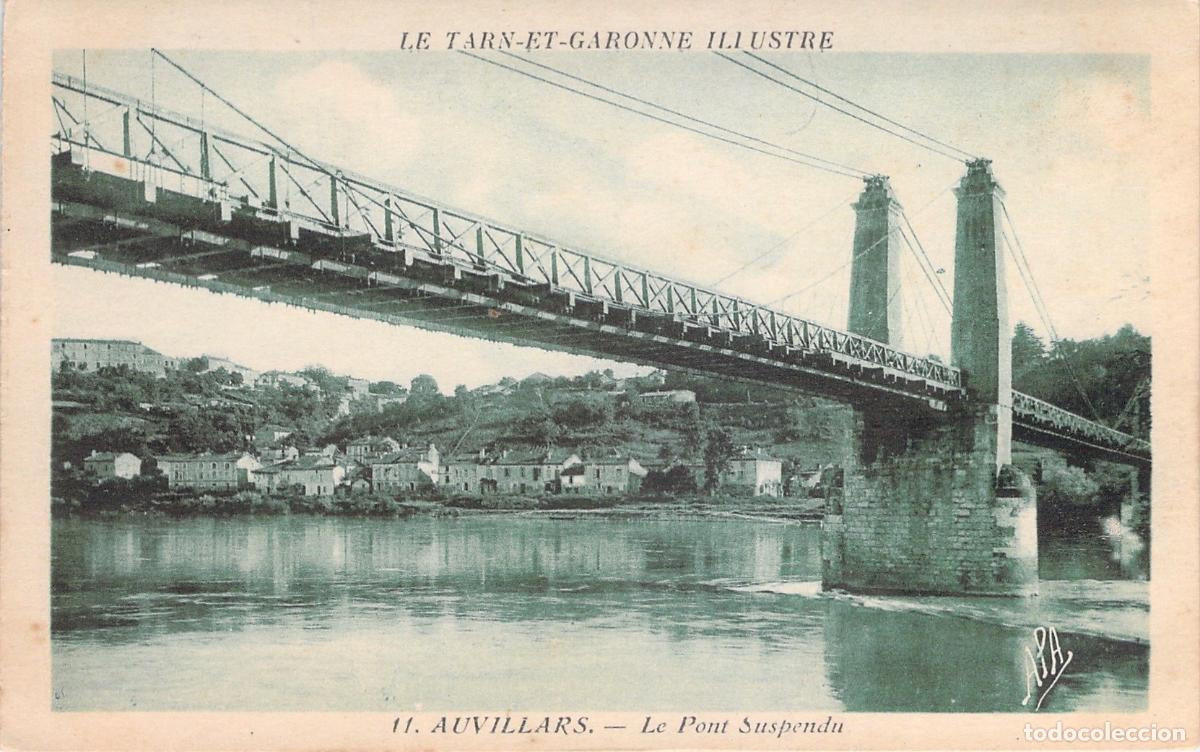 Cartoline: Postal del Puente Colgante de Auvillar en Tarn-et-Garonne, Francia