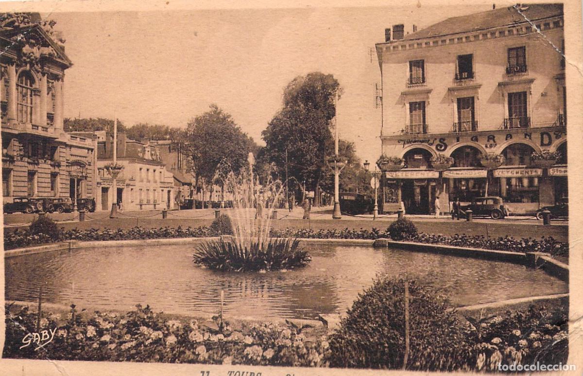 Cartes Postales: Postal Antigua de Tours, Plaza y Fuente, Edici&oacute;n Gaby