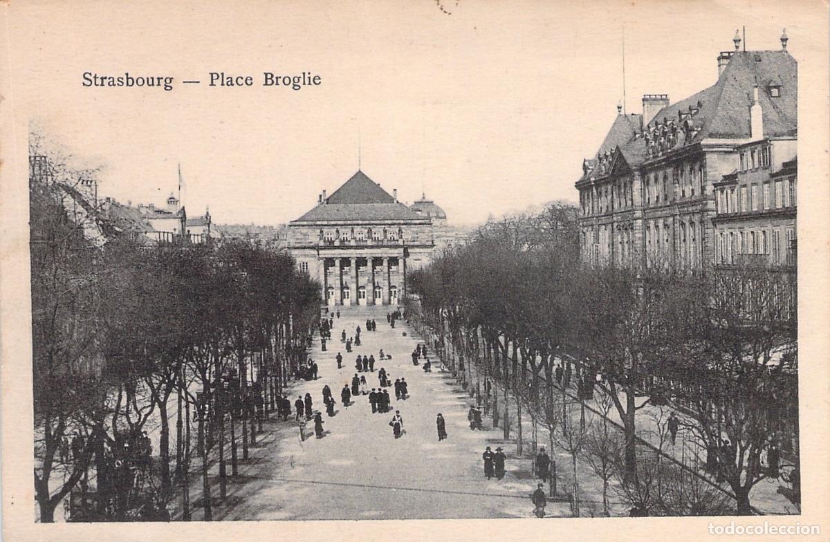 Postkarten: Postal de la Plaza Broglie en Estrasburgo con Vista al Teatro Municipal
