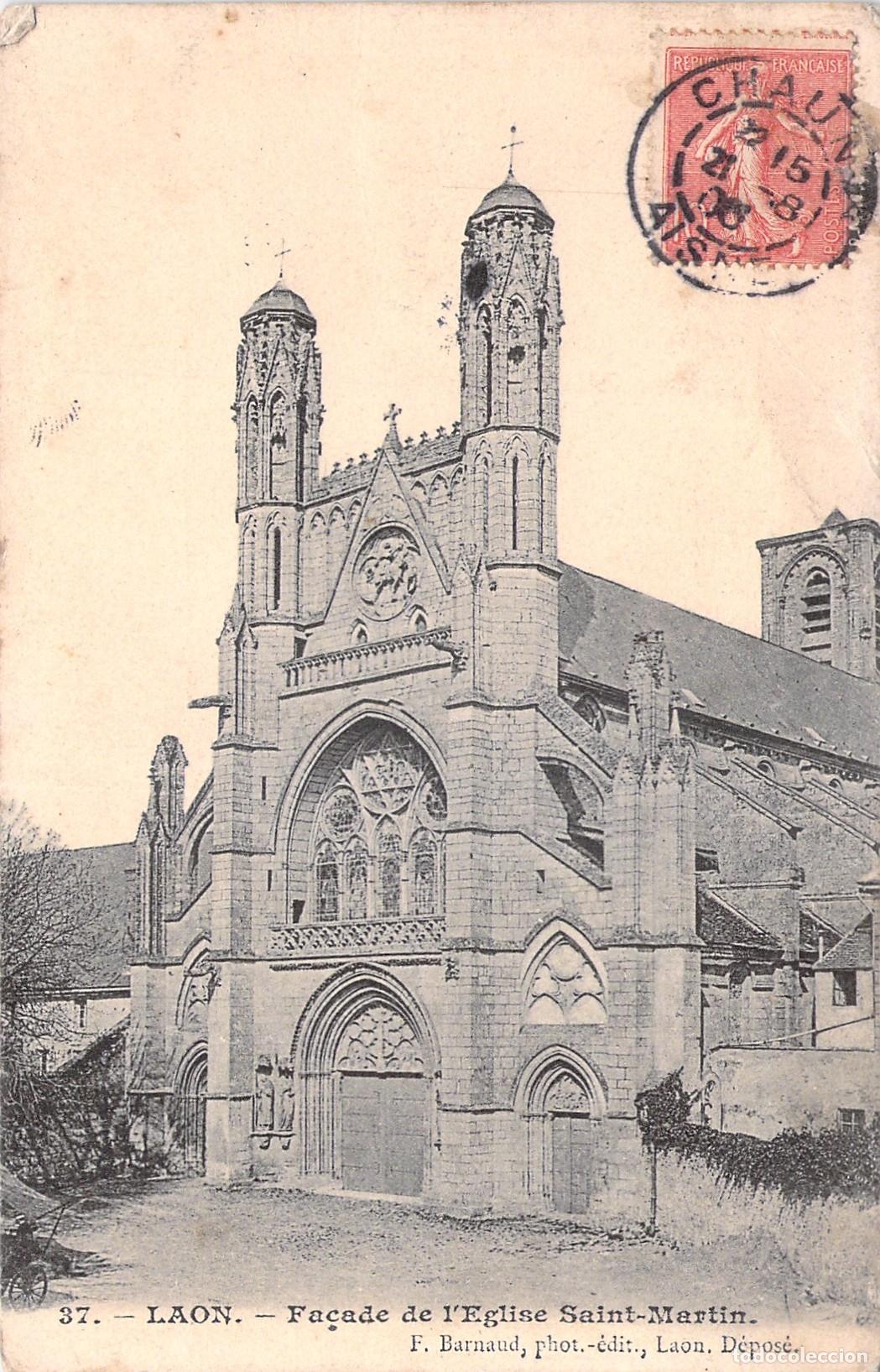 Postales: Postal de la Iglesia de San Mart&iacute;n en Laon Francia
