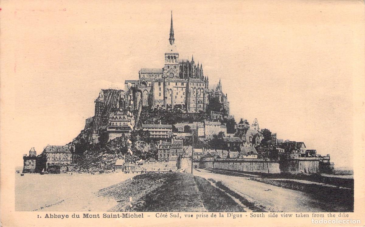 Postales: Postal de la Abad&iacute;a del Mont Saint-Michel, Vista desde el Dique