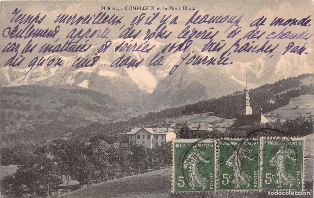 Postales: Postal de Combloux y el Mont Blanc, Alpes Franceses con Sellos Semeuse