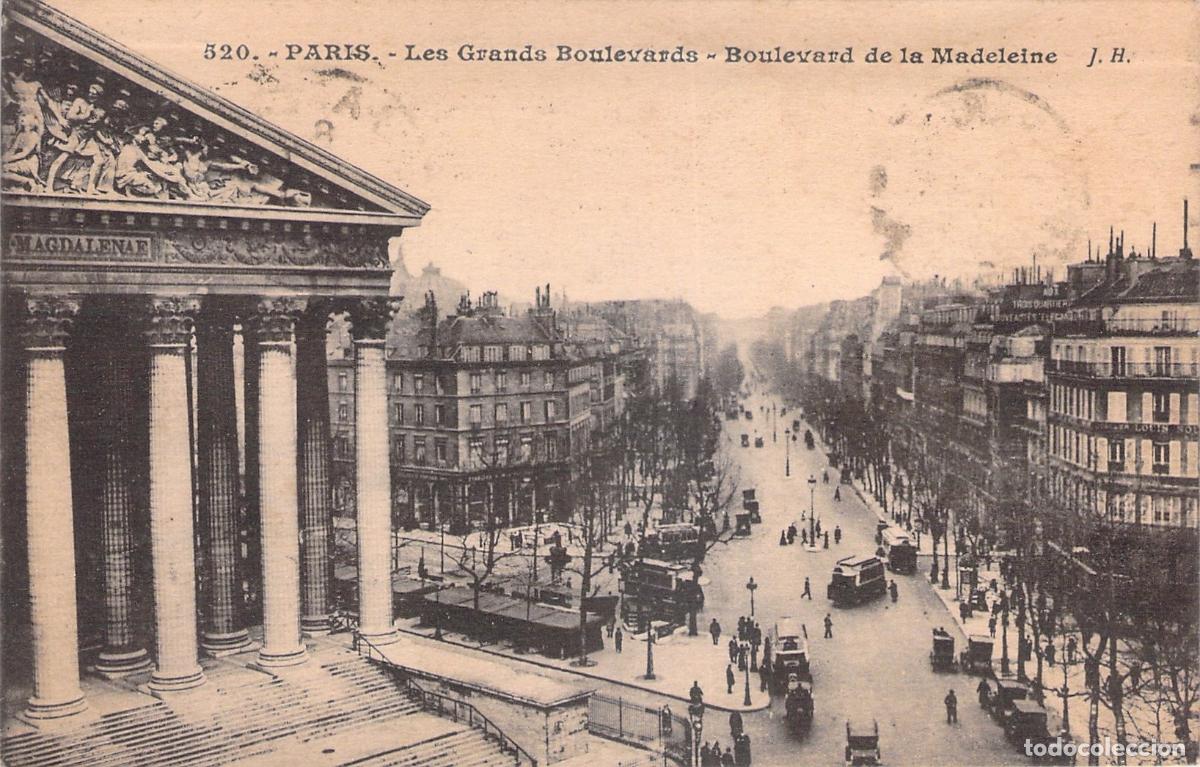 Postales: Postal de Par&iacute;s: Boulevard de la Madeleine y la Iglesia de la Madeleine