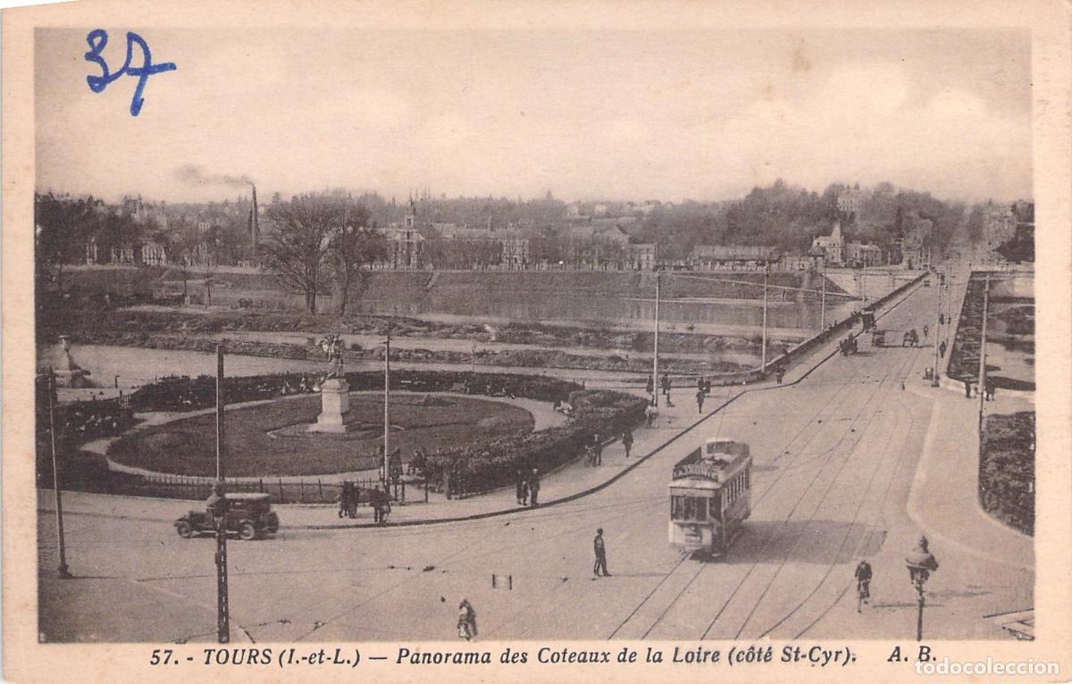 Postales: Postal Panorama de las Colinas del Loira en Tours Francia