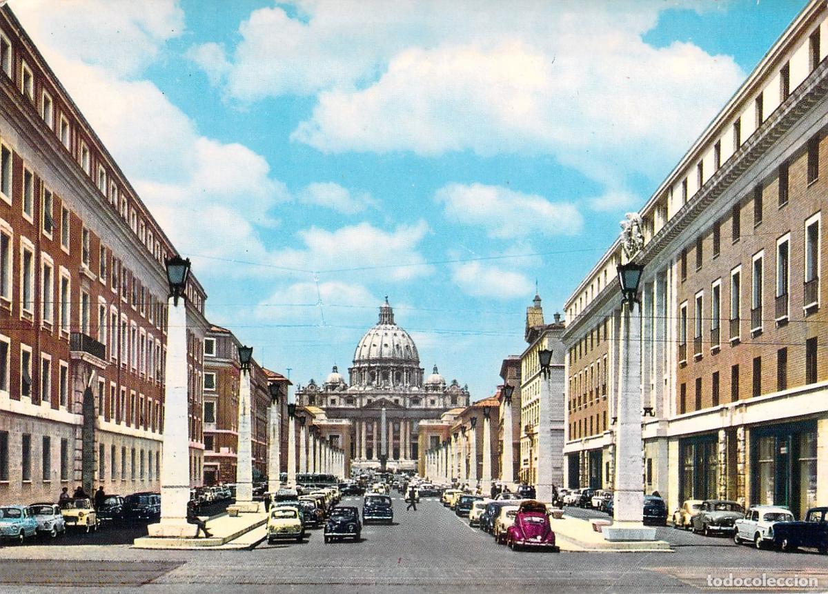 Postales: Postal de Roma con V&iacute;a de la Conciliaci&oacute;n y San Pedro