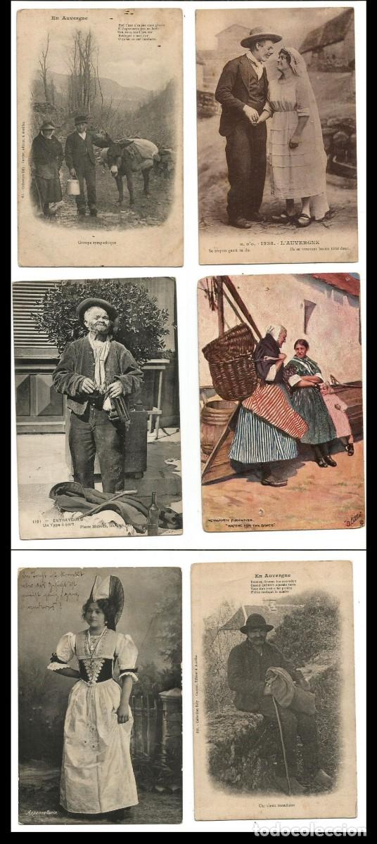 Postales: FRANCIA - TIPOS ETNOGR&Aacute;FICOS - LOTE DE 6