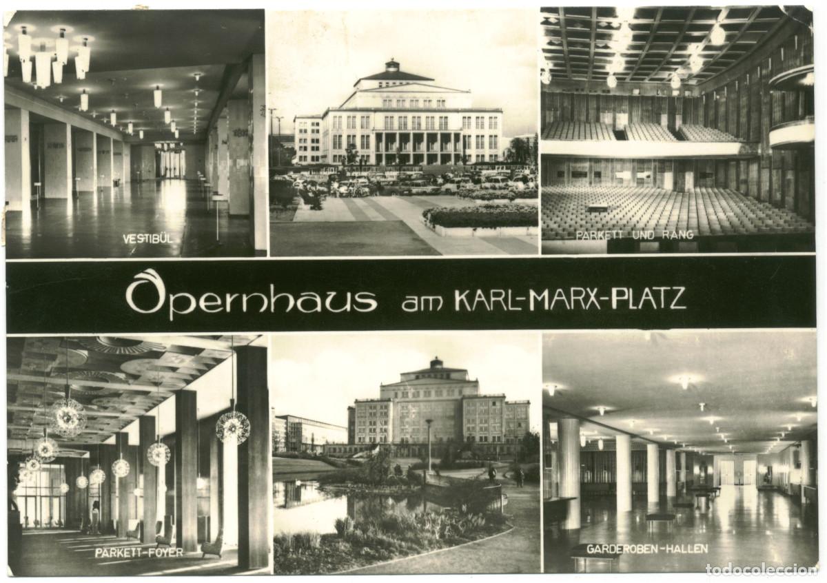 Postales: LEIPZIG, Messestadt_Opernhaus am Karl Marx Platz_Dick Foto / Arquitectura Teatros Alemania