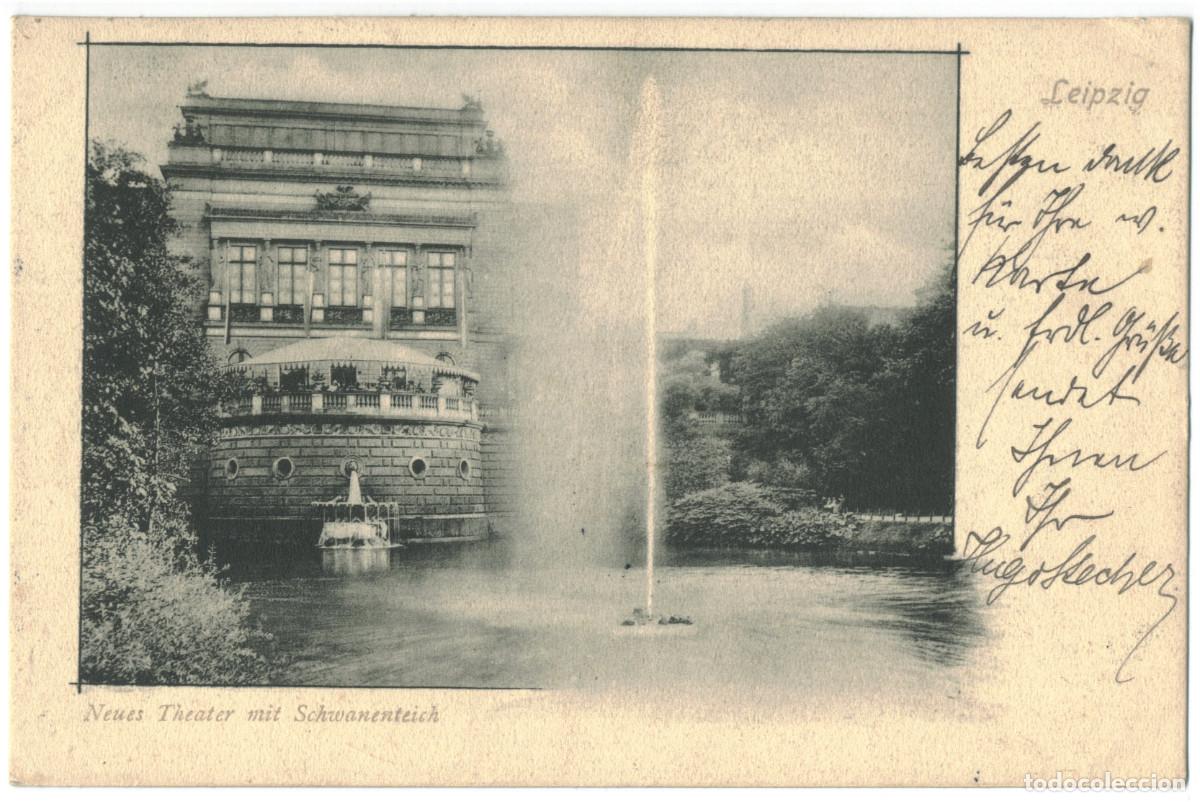 Postales: LEIPZIG_Neues Theater mit Schwanenteich_Sin datos / Arquitectura Teatros Alemania