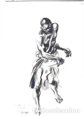 Postales: Portugal ++ & Postal, Danza del cazador de Caululo, dibujo (8887221)
