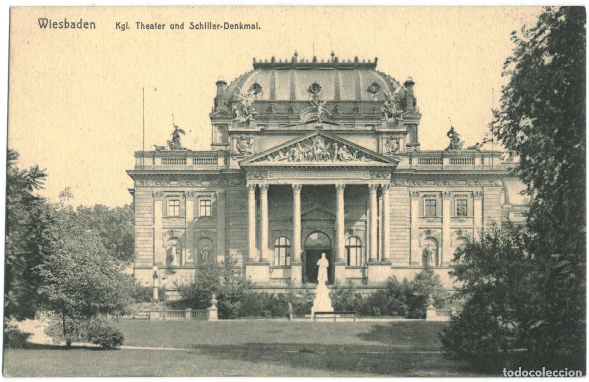 Postais: WIESBADEN_Kgl. Theater mit Schillerdenkmal_Knackstedt K&auml;ther; 265-13 / Arquitectura Teatros Alemania