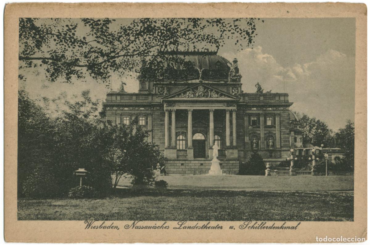 Postais: WIESBADEN_Nassauisches Landestheater mit Schillerdenkmal_Ludwig Klem / Arquitectura Teatros Alemania