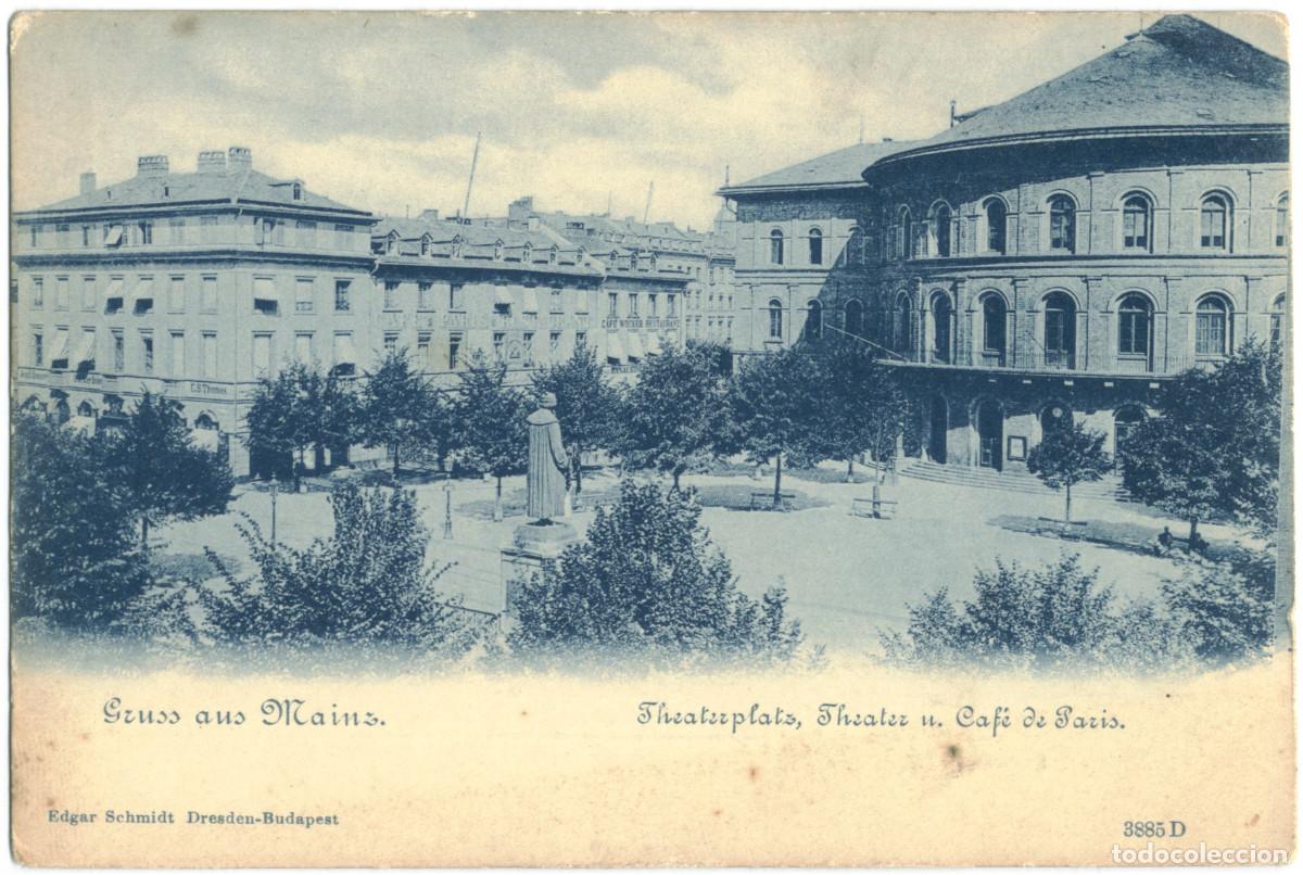 Postales: MAINZ_Theaterplatz, Theater und Caf&eacute; de Paris_Edgar Schmidt; 3885 D / Arquitectura Teatros Alemania