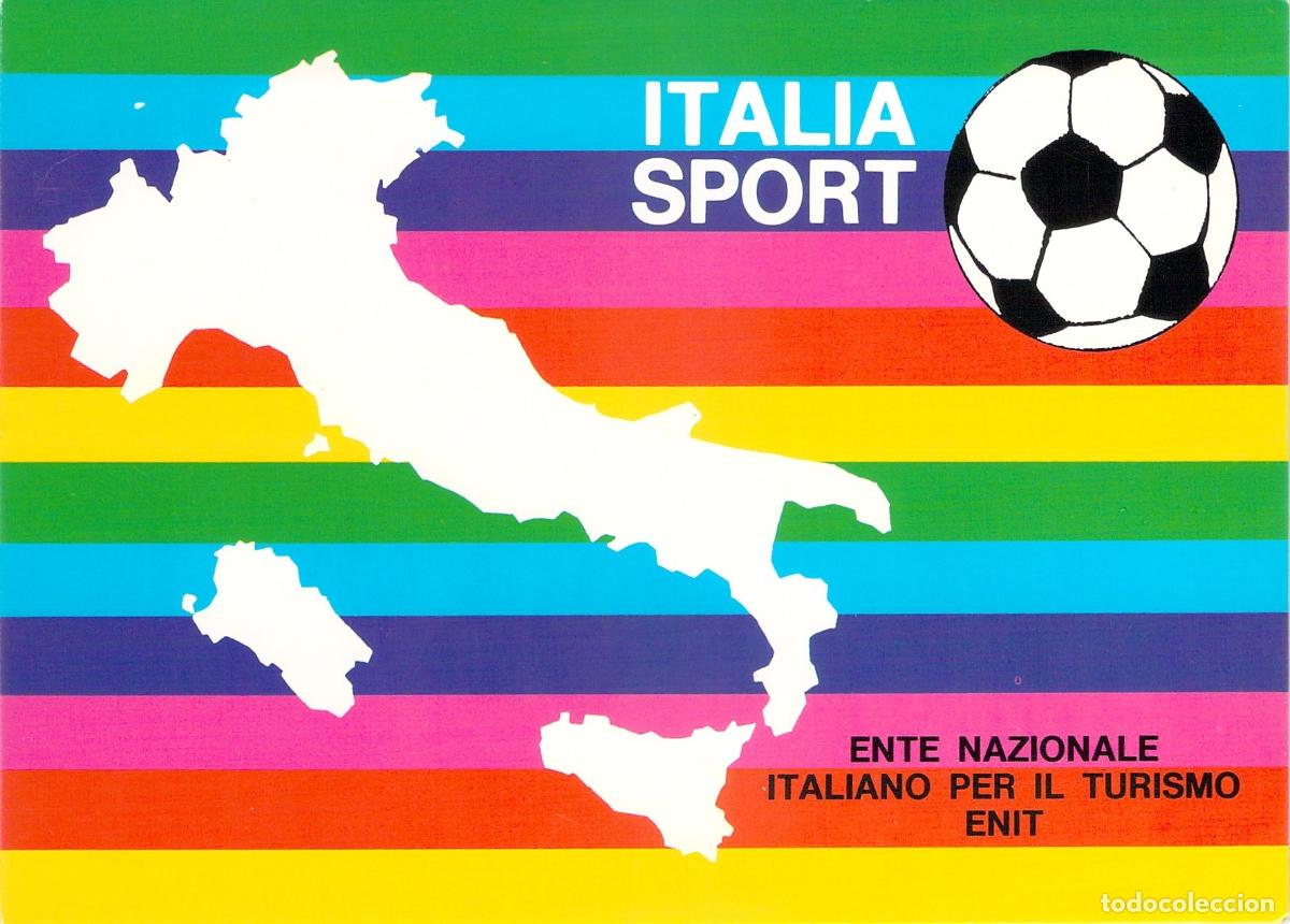 Postales: Postal Tur&iacute;stica Italia Sport con Bal&oacute;n de F&uacute;tbol y Mapa