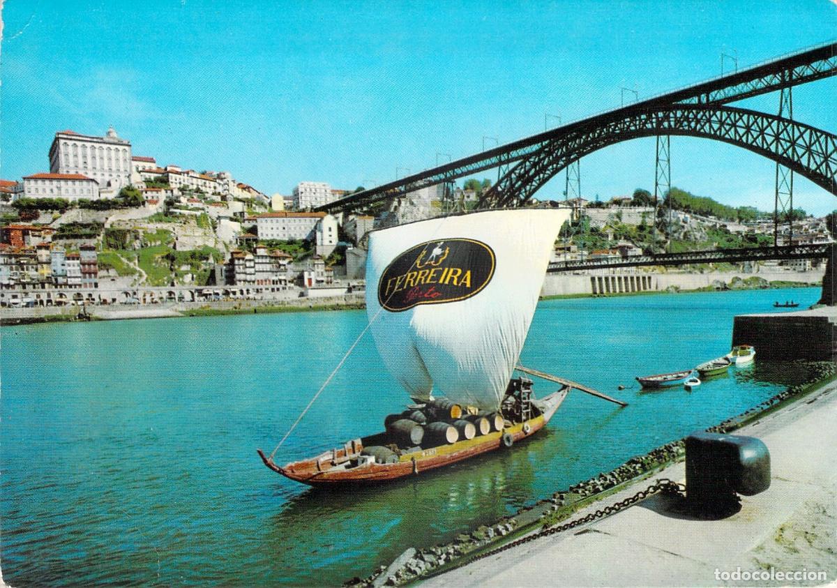 Postales: Postal Porto Portugal R&iacute;o Duero Barco Rabelo y Puente Dom Lu&iacute;s I