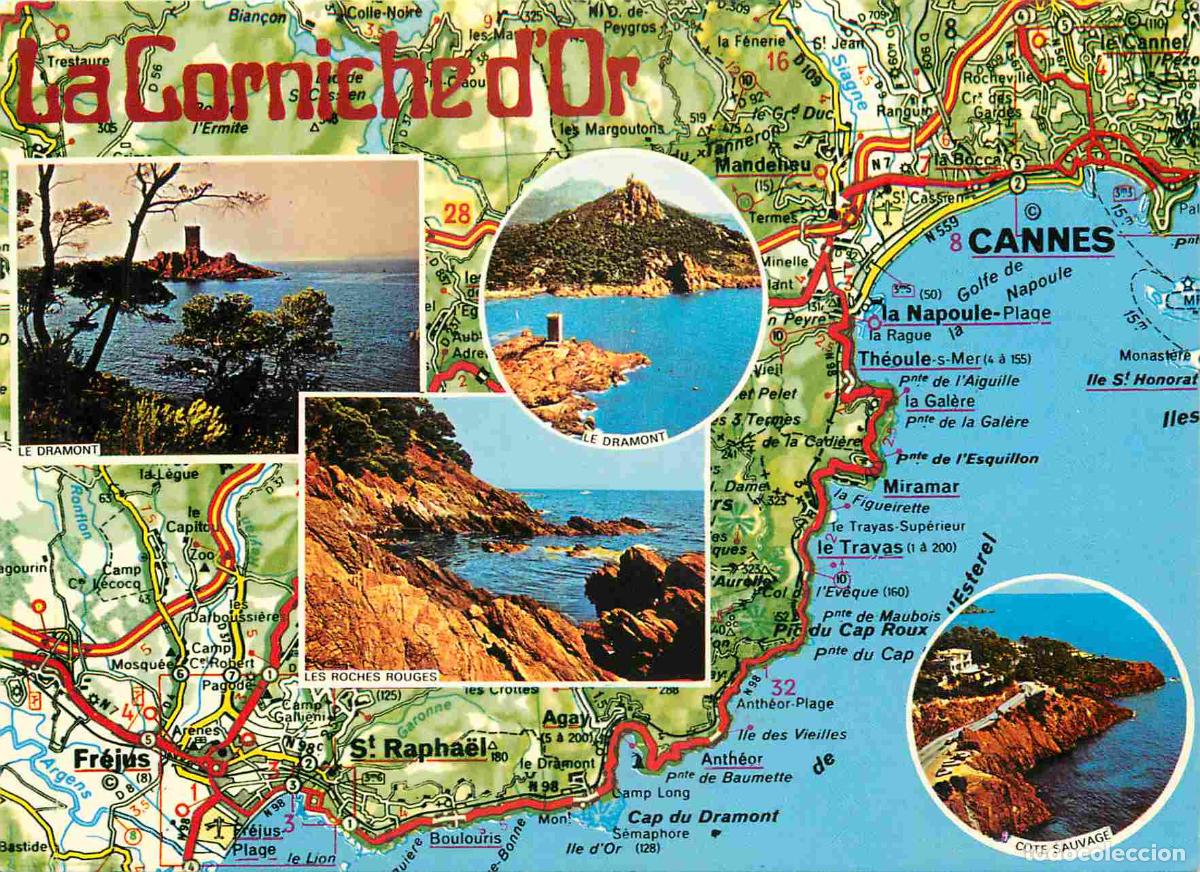Cartes Postales: Francia - Carte Postale - 83 - La corniche d'or - Multivues - Carte G&eacute;ographique Michelin - CPM - Vo