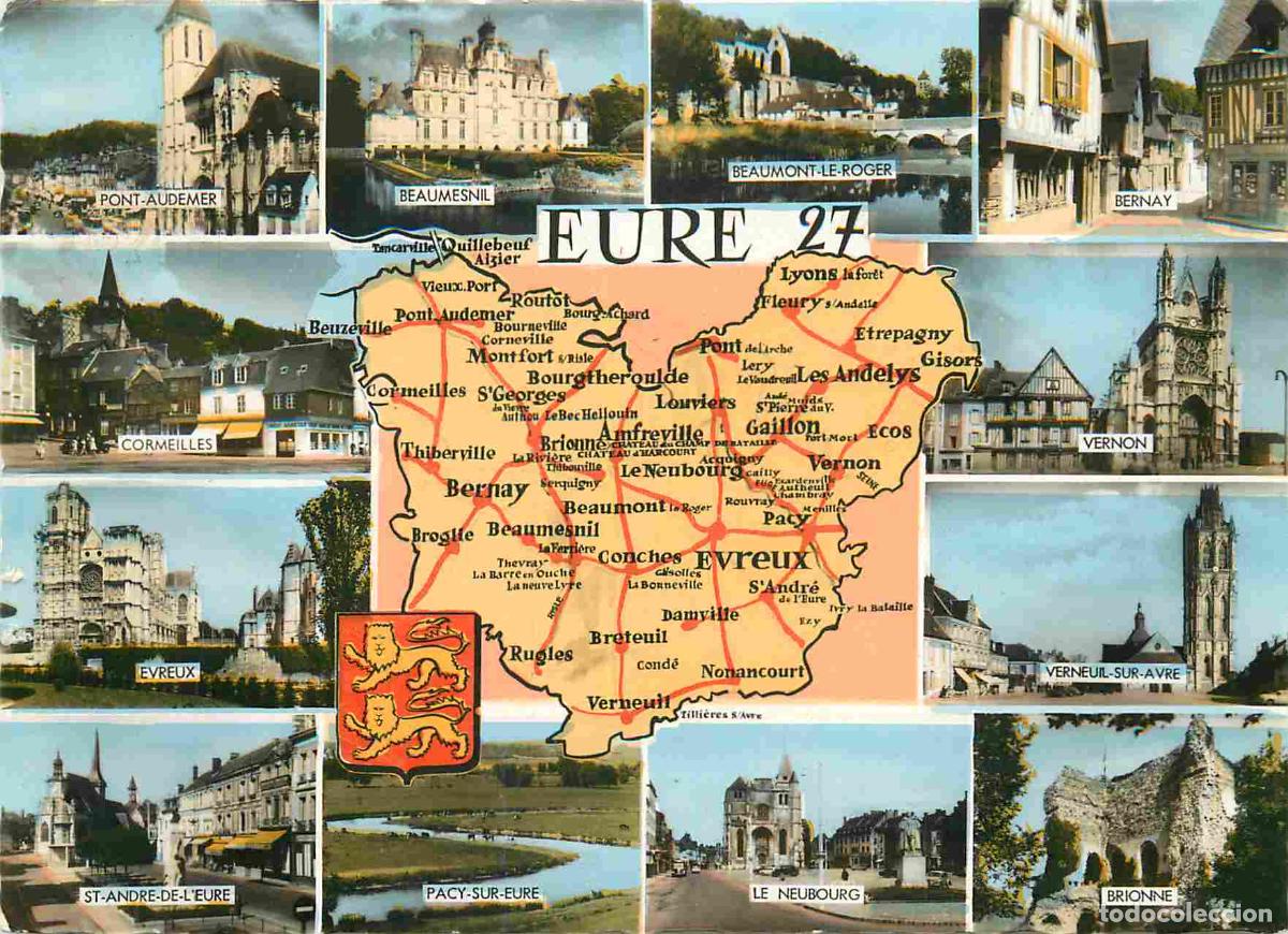Postales: Francia - Carte Postale - 27 - Eure - Multivues - Carte G&eacute;ographique - Carte dentel&eacute;e - CPM - Voir S